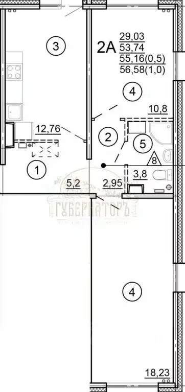 2-к кв. Тверская область, Тверь Новочеркасская ул., 48 (56.58 м) - Фото 1