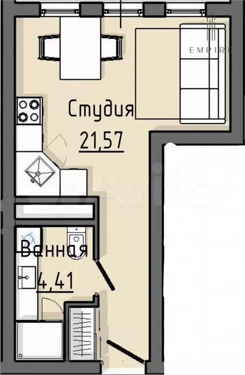Квартира-студия, 25,8 м, 4/26 эт. - Фото 0
