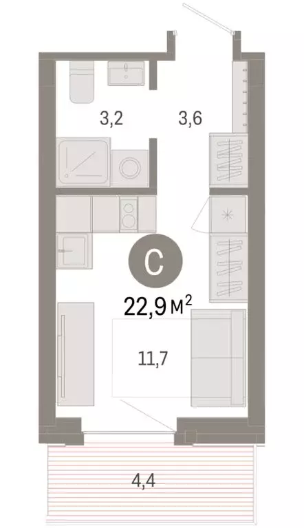 Квартира-студия: Омск, Кировский округ (22.91 м) - Фото 1