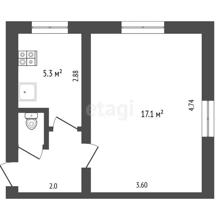 1-комнатная квартира: Вологда, Школьный переулок, 5А (26.2 м) - Фото 0