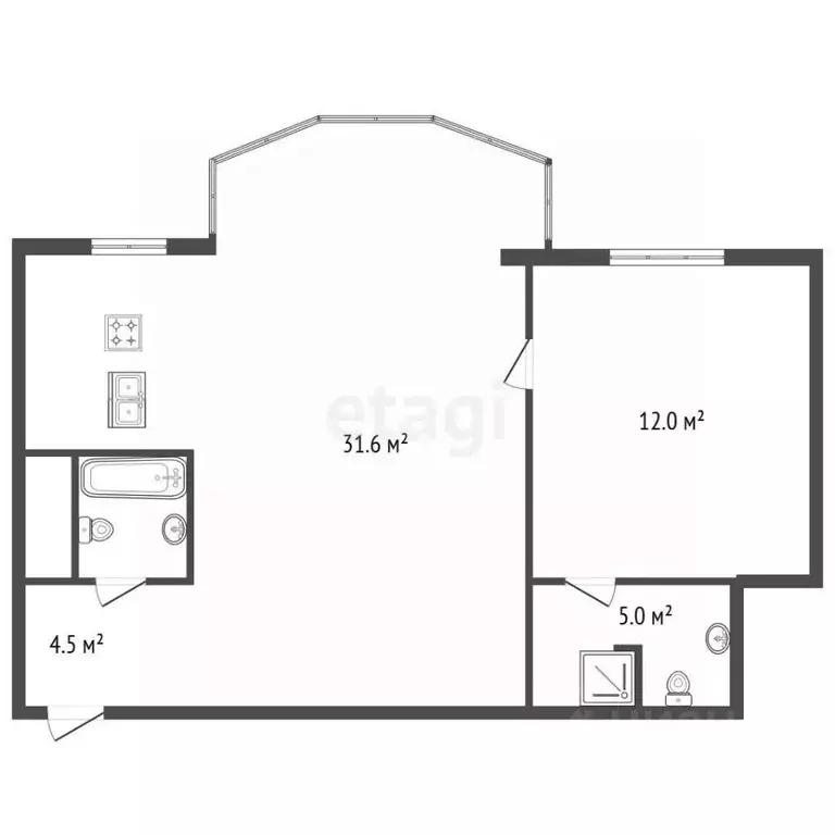 1-к кв. Санкт-Петербург ул. Ленсовета, 87к3 (56.0 м) - Фото 2