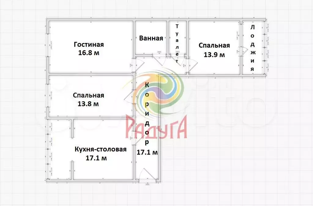 3-к. квартира, 82,7 м, 5/6 эт. - Фото 0