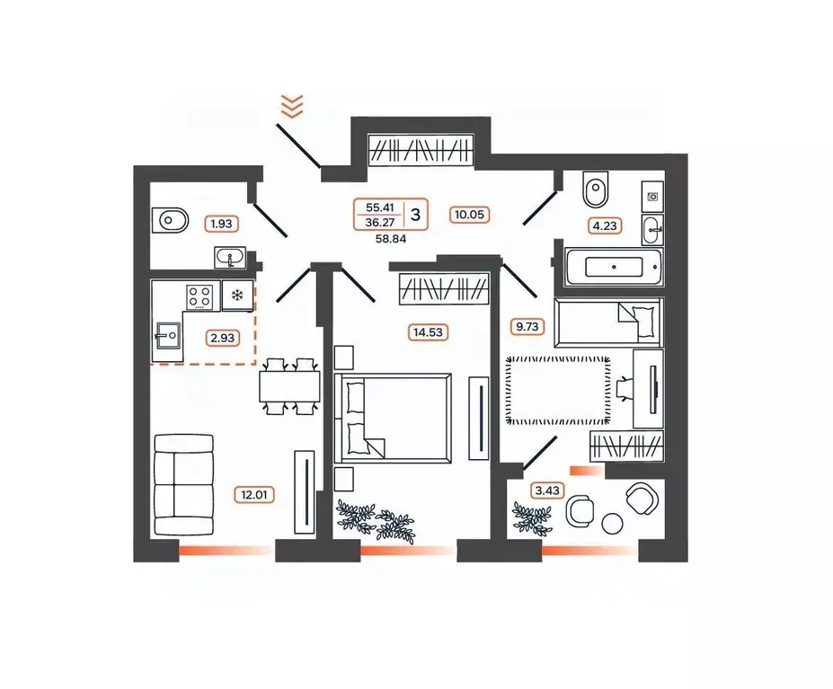 3-к кв. Ростовская область, Батайск ул. Дружная, 10 (58.84 м) - Фото 1