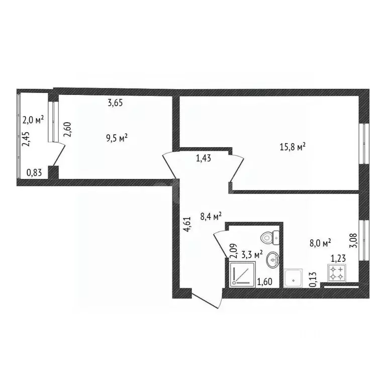 2-к кв. Башкортостан, с. Иглино ул. Урманская, 1 (45.0 м) - Фото 2