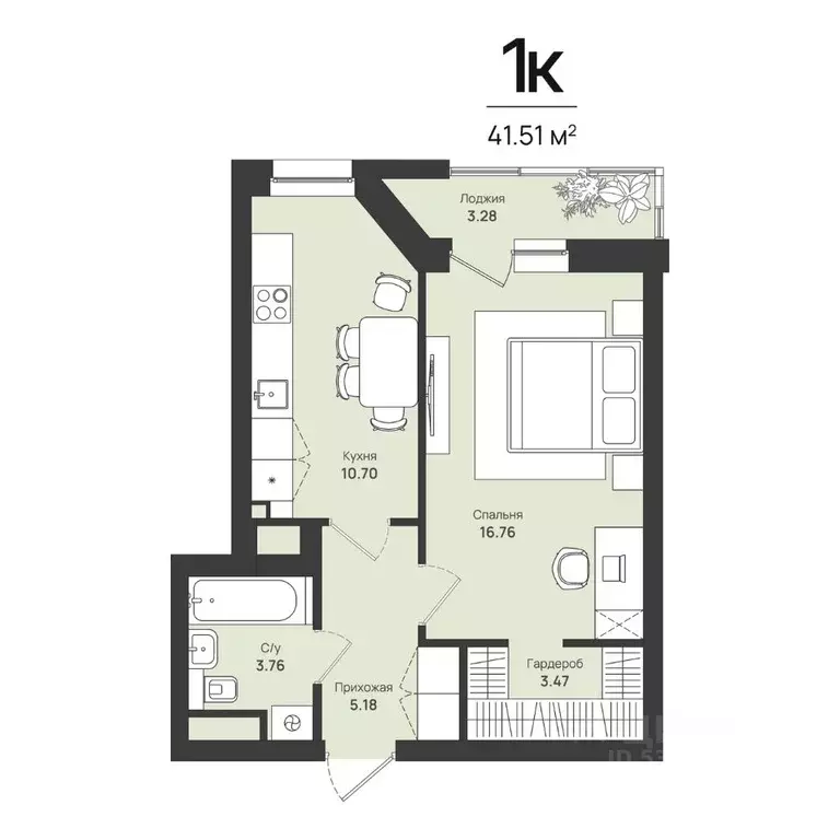 1-к кв. Пермский край, Пермь Уинская ул., 54 (41.51 м) - Фото 1