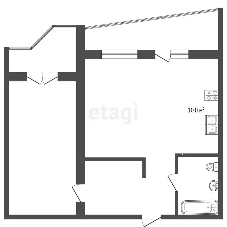 Квартира, 2 комнаты, 58.6 м - Фото 1