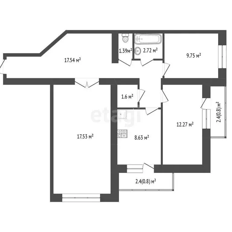 3-комнатная квартира: Самара, улица Советской Армии, 127 (74.2 м) - Фото 1