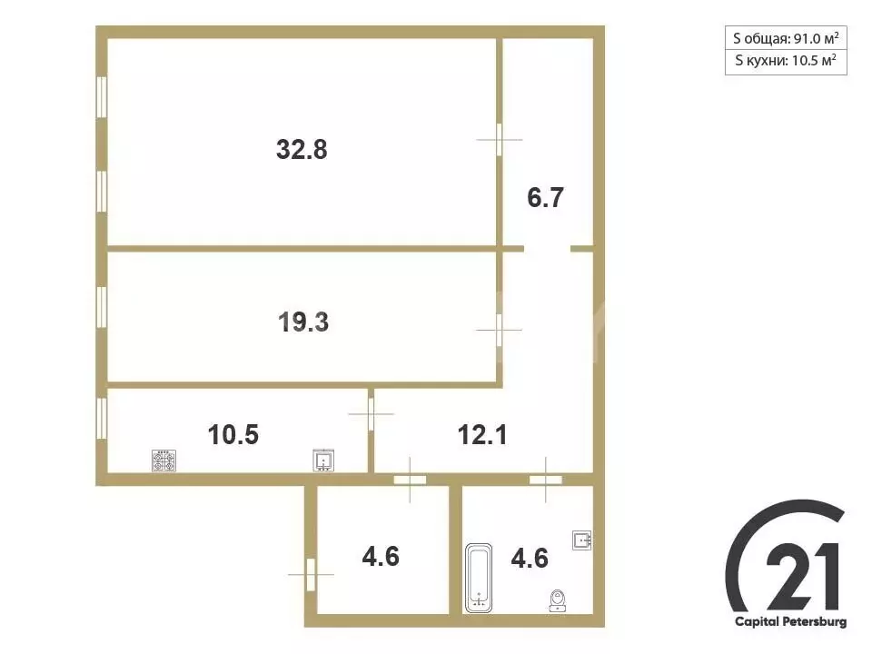 2-комнатная квартира: Санкт-Петербург, Моховая улица, 5 (91 м) - Фото 2