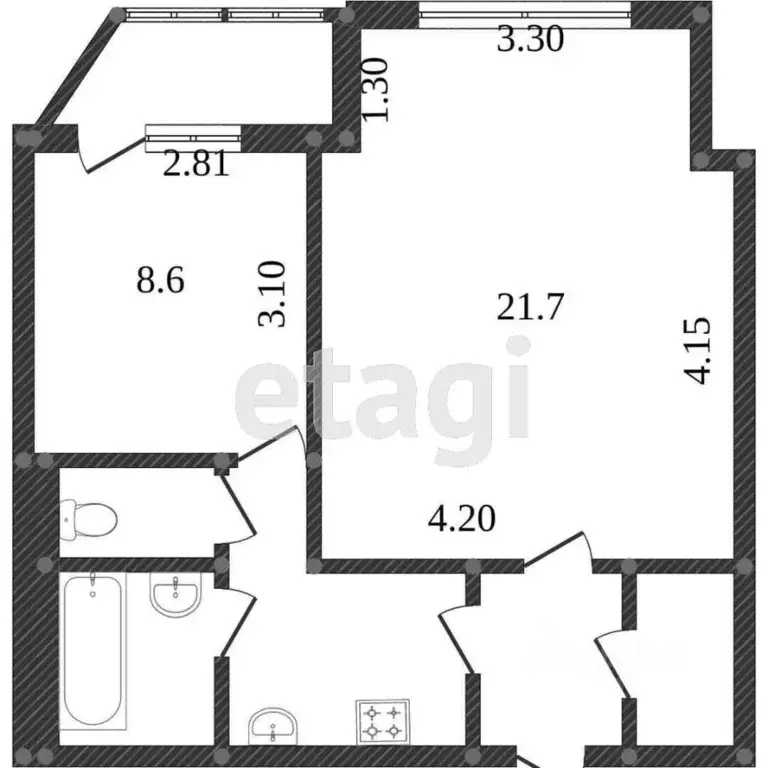 1-к кв. Ханты-Мансийский АО, Сургут ул. Профсоюзов, 12 (44.0 м) - Фото 0