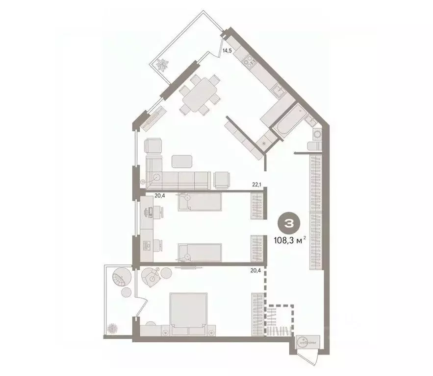 2-к кв. Ханты-Мансийский АО, Сургут Университетская ул., 21 (108.3 м) - Фото 1