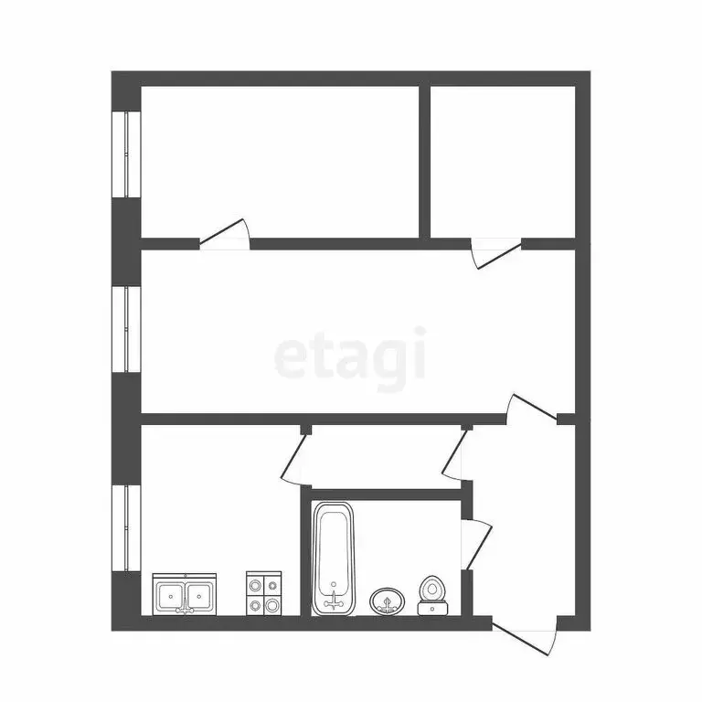2-комнатная квартира: Тюмень, Рижская улица, 66 (42.9 м) - Фото 1