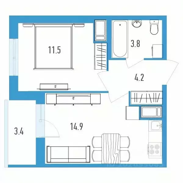 1-к кв. Санкт-Петербург ул. Вадима Шефнера, 4 (36.1 м) - Фото 0