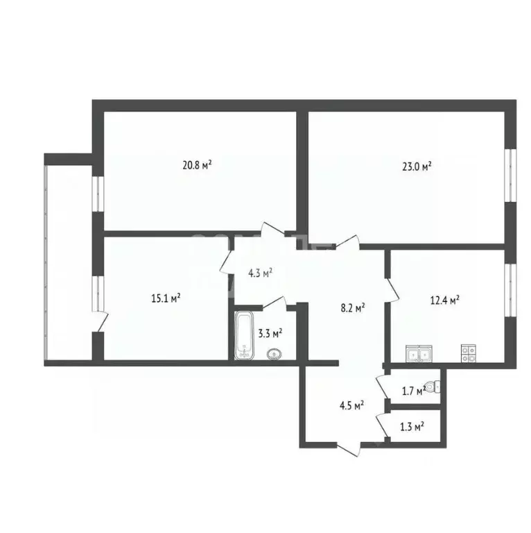 3-к кв. Тюменская область, Тюмень ул. Чернышевского, 2Бк4 (93.6 м) - Фото 2