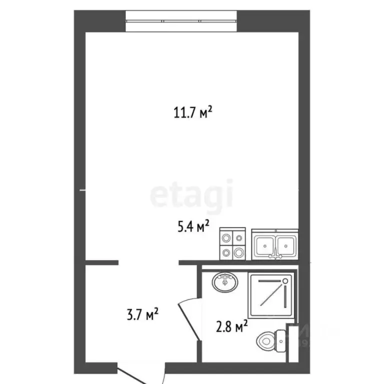 Студия Тюменская область, Тюмень Полевая ул., 117к4 (23.7 м) - Фото 2