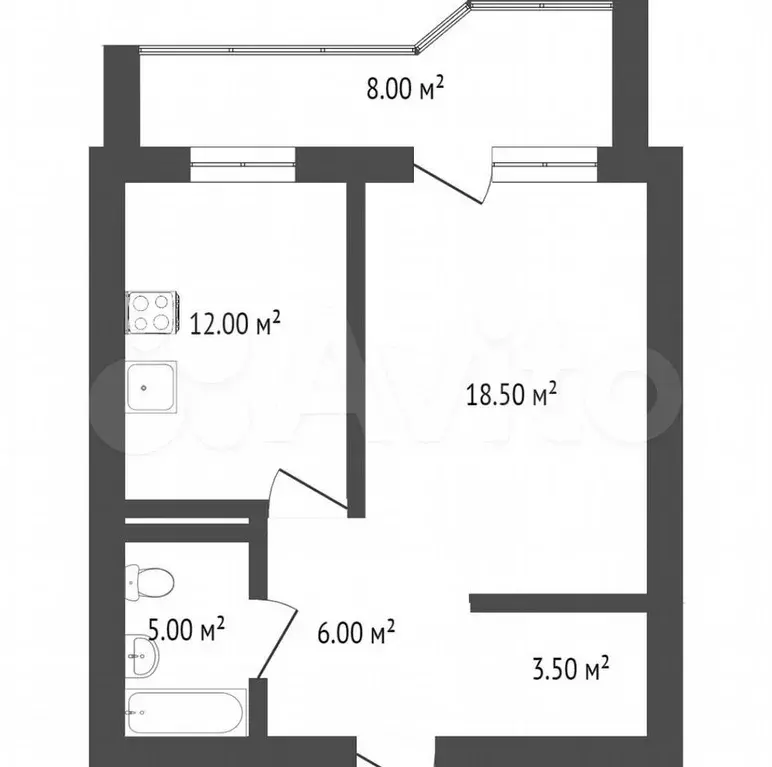 1-к. квартира, 37,4 м, 1/7 эт. - Фото 0