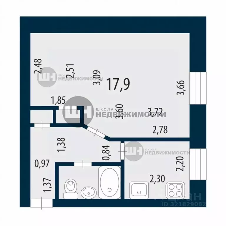 1-к кв. Санкт-Петербург просп. Средний Васильевского острова, 92 (32.1 ... - Фото 2
