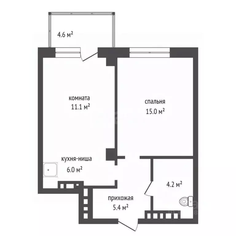 2-к кв. Красноярский край, Красноярск ул. Лесников, 41 (41.9 м) - Фото 1