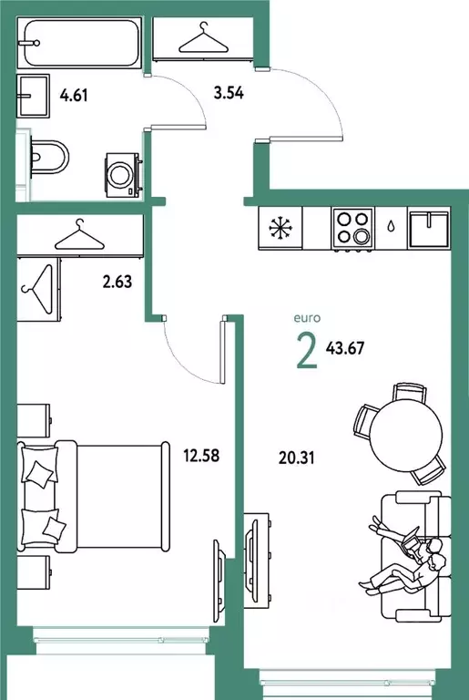 2-к кв. Свердловская область, Екатеринбург ул. Шефская, 28А (43.67 м) - Фото 1