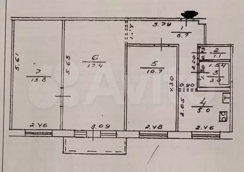 3-к. квартира, 59 м, 5/5 эт. - Фото 0