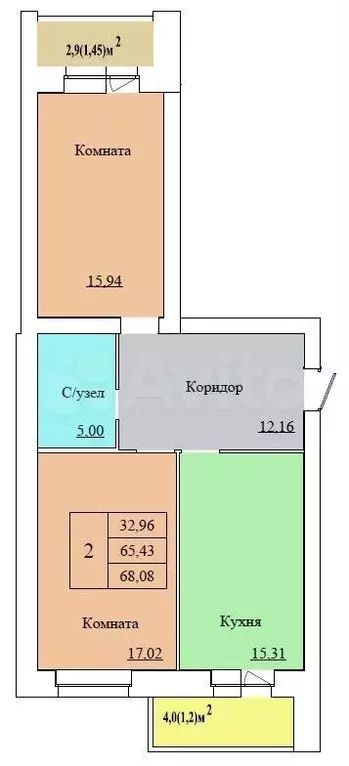2-к. квартира, 68,1 м, 9/12 эт. - Фото 1