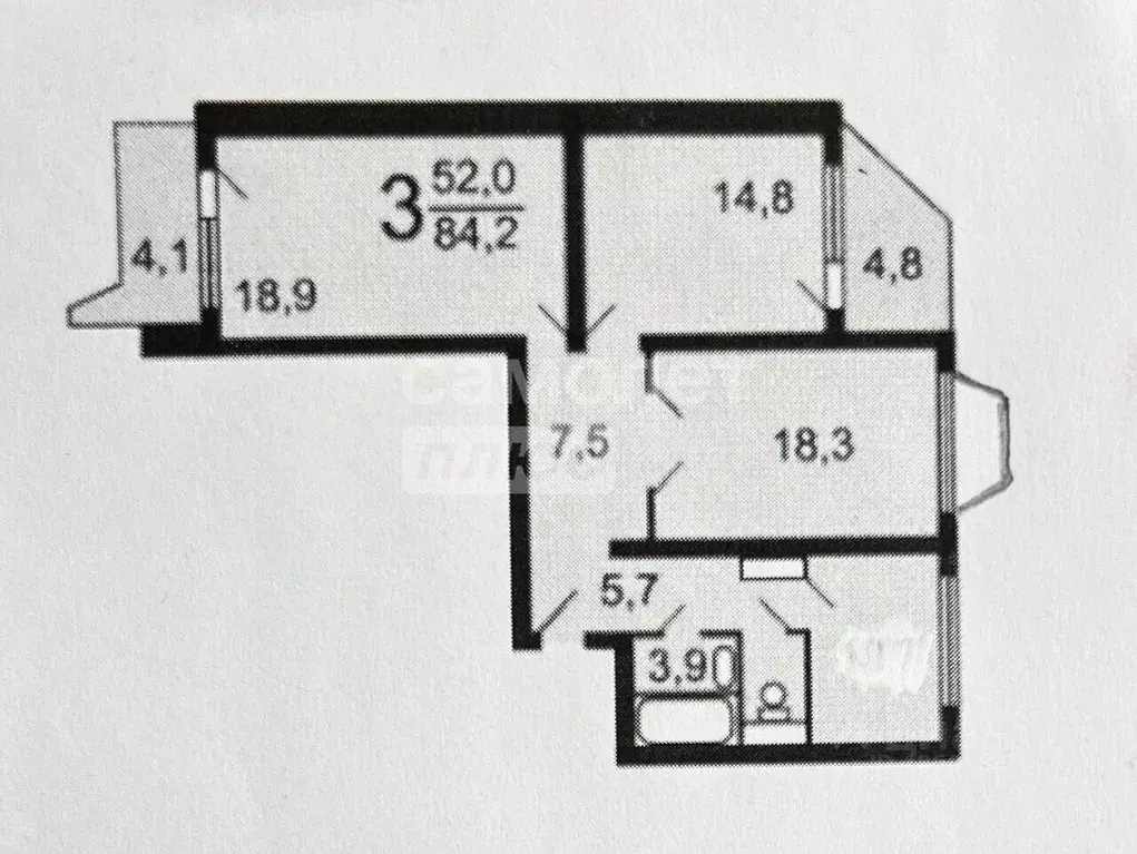 3-к кв. Московская область, Лобня бул. Лобненский, 7 (81.7 м) - Фото 2