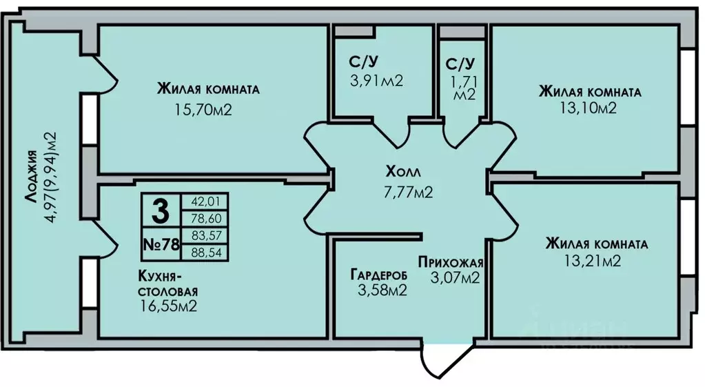 3-к кв. Удмуртия, Сарапул Центральный жилрайон, Новый Горизонт жилой ... - Фото 1
