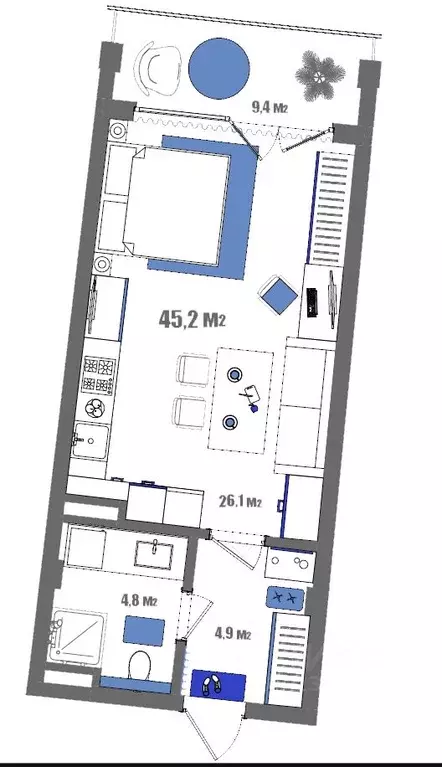 1-к кв. Крым, Судак ул. Набережная, 75 (45.2 м) - Фото 1