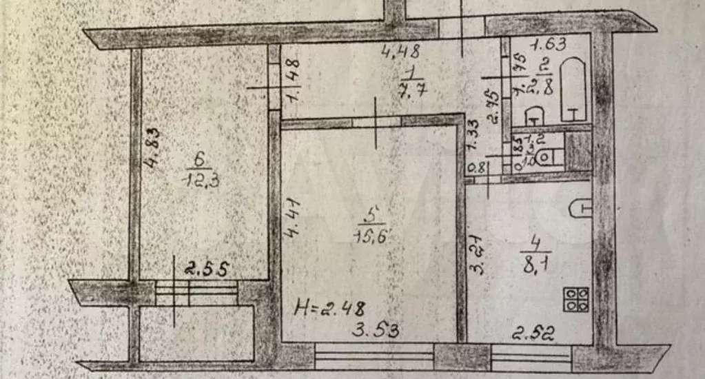 2-к. квартира, 47,5 м, 4/9 эт. - Фото 0