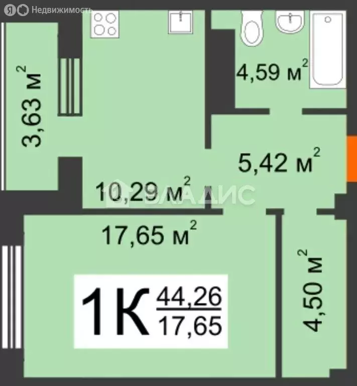 1-комнатная квартира: Нижний Новгород, Деловая улица, 22 (47.89 м) - Фото 1