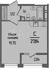 Квартира-студия, 27,8 м, 6/16 эт. - Фото 1