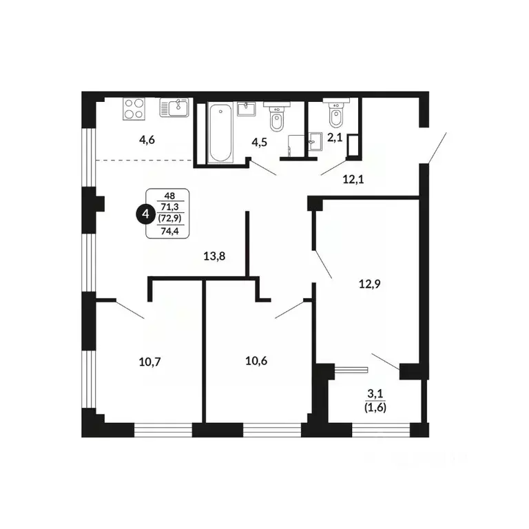 4-к кв. Кировская область, Киров Завода Маяк мкр,  (72.9 м) - Фото 0