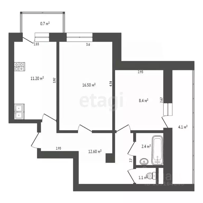 2-к кв. Крым, Щелкино Ленинский район, 2-й мкр, 60В (52.4 м) - Фото 2