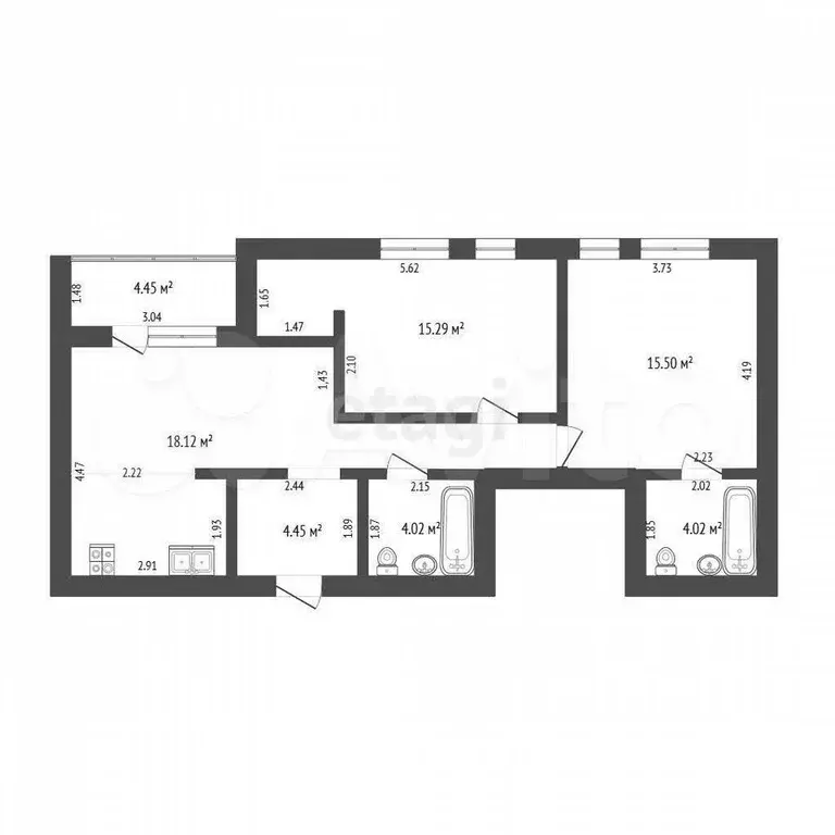 2-к. квартира, 66 м, 2/9 эт. - Фото 0