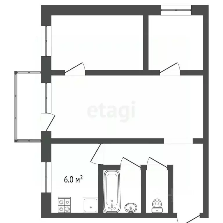 3-к кв. Вологодская область, Вологда ул. Чернышевского, 111Б (49.8 м) - Фото 2