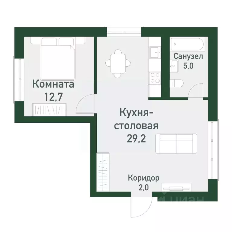 1-к кв. Челябинская область, Челябинский городской округ, пос. ... - Фото 1