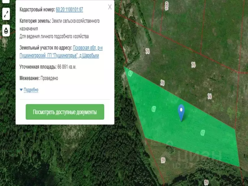 Участок в Псковская область, Пушкиногорье городское поселение, д. ... - Фото 0