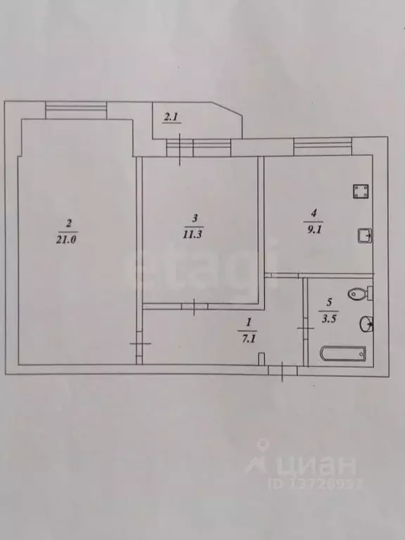 2-к кв. Саратовская область, Энгельс Энгельс-1 мкр, 81 (52.0 м) - Фото 1