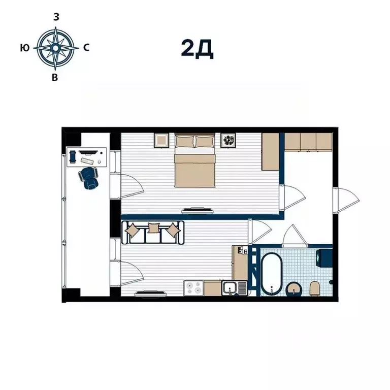 2-к кв. Приморский край, Владивосток ул. 2-я Поселковая (49.8 м) - Фото 1