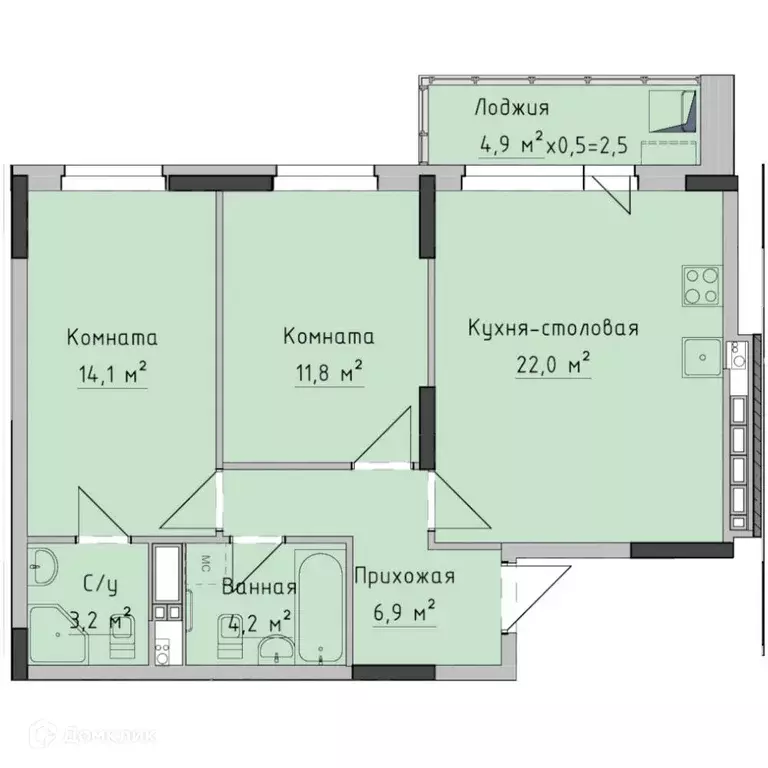 Продаётся 2-к квартира, 64.6 м - Фото 0