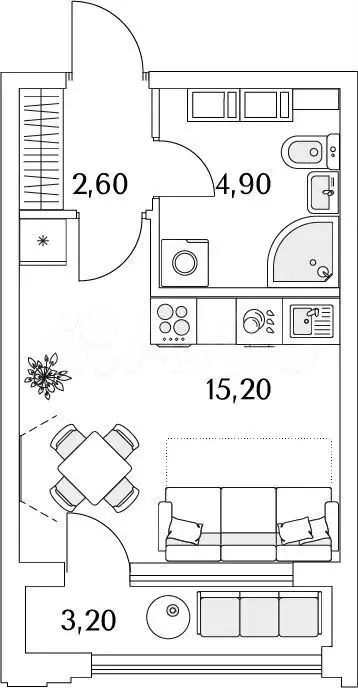 Квартира-студия, 24,3 м, 11/13 эт. - Фото 1