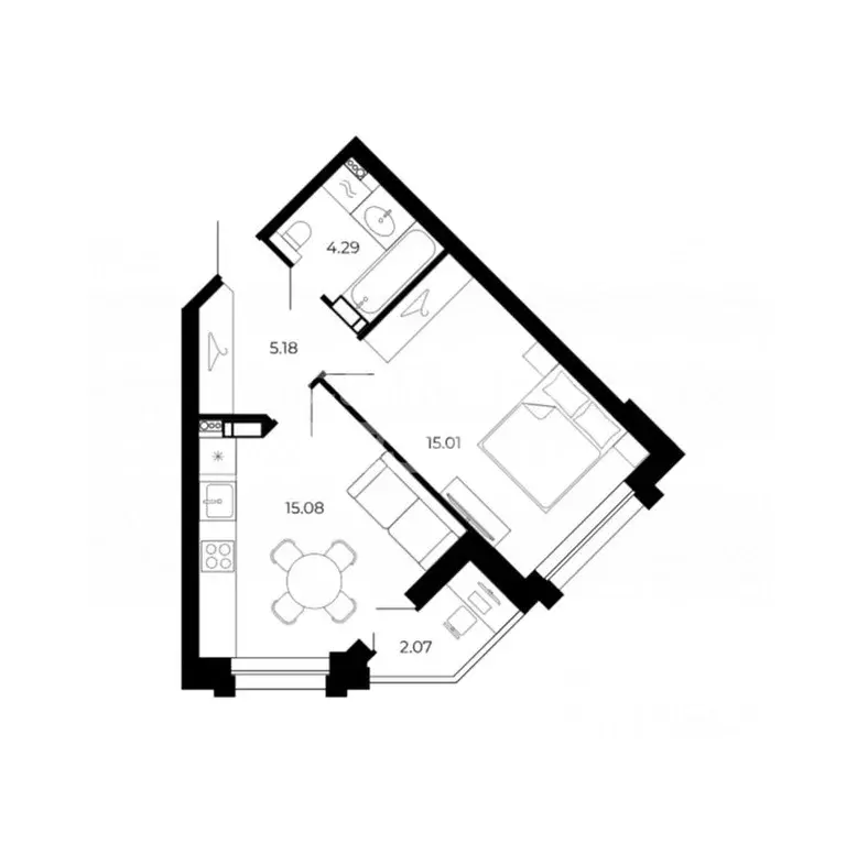1-к кв. Липецкая область, Липецк ул. Е.И. Замятина (41.89 м) - Фото 2
