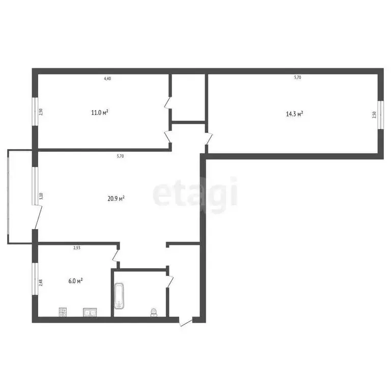 3-комнатная квартира: Салават, улица Островского, 27 (60 м) - Фото 1