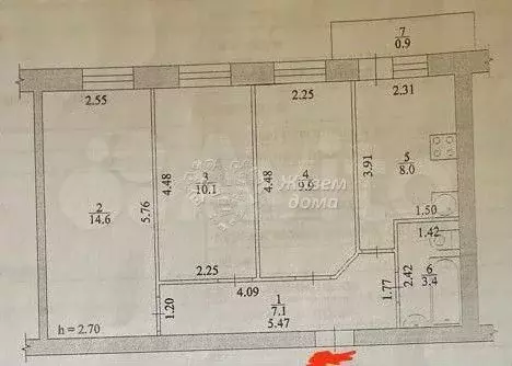 3-к. квартира, 54 м, 3/4 эт. - Фото 0