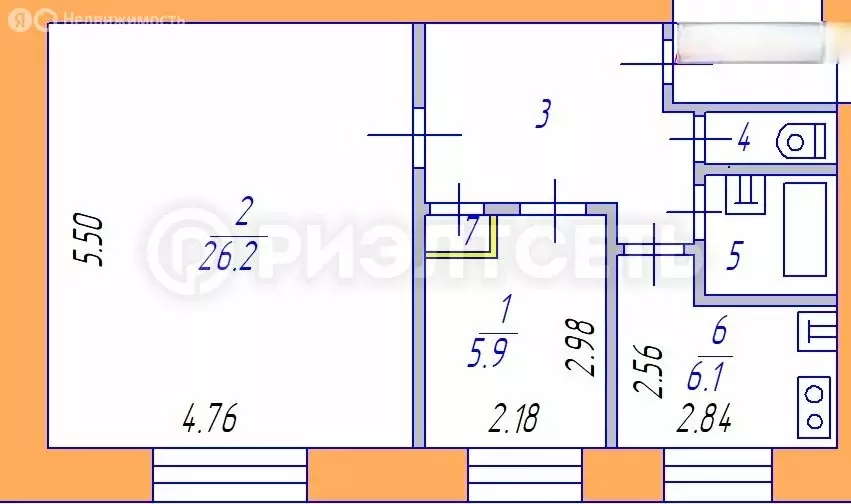 2-комнатная квартира: Североморск, улица Колышкина, 1 (49.2 м) - Фото 1
