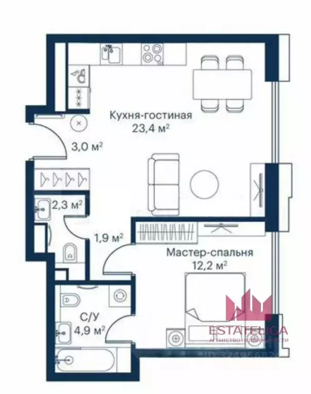 1-к кв. Москва Волоколамское ш., 95/2 (48.4 м) - Фото 2