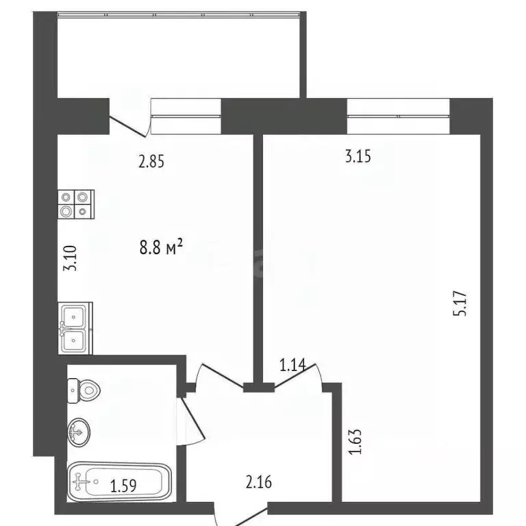 1-к кв. Вологодская область, Вологда Новгородская ул., 42к1 (31.6 м) - Фото 1