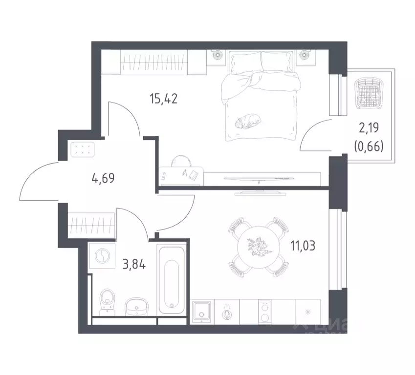 1-к кв. Московская область, Ленинский городской округ, д. Калиновка ... - Фото 1