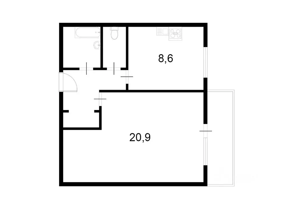 1-к кв. Москва Строгинский бул., 17К1 (39.0 м) - Фото 1