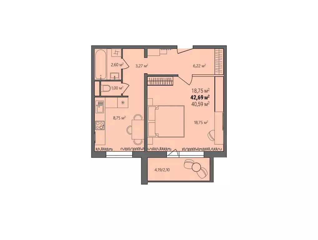 1-к кв. Челябинская область, Челябинский городской округ, пос. ... - Фото 1