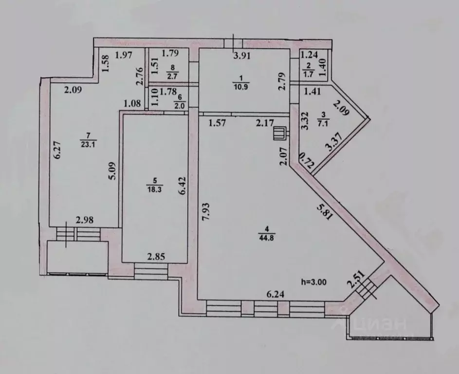 3-к кв. Воронежская область, Воронеж ул. Ломоносова, 53 (110.6 м) - Фото 1
